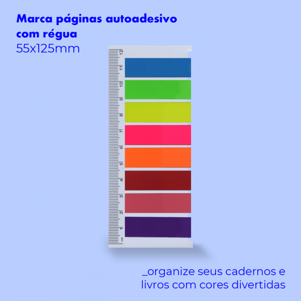 Marca Página com Régua e Sticky Post-it Coloridos